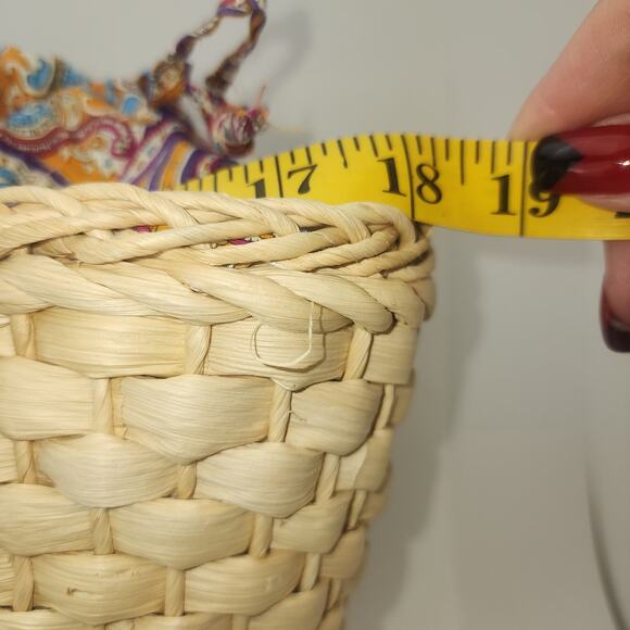 Straw Studio Tote Bag Resort Beach Rattan Handles Lined Boho Market Tote NWT - Picture 11 of 12